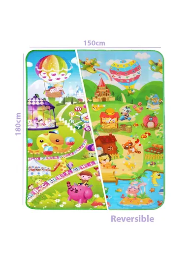 Mats Waterproof Play Mat Crawl Animals Non-Slip Reversible Portable Mat Use for Outdoor/Picnic/Beach/Travel  (L180 x W150 x T0.5)cm - Style1
