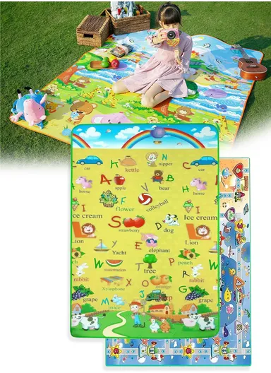 Mats Waterproof Play Mat Crawl Animals Non-Slip Reversible Portable Mat Use for Outdoor/Picnic/Beach/Travel  (L180 x W150 x T0.5)cm - Style4