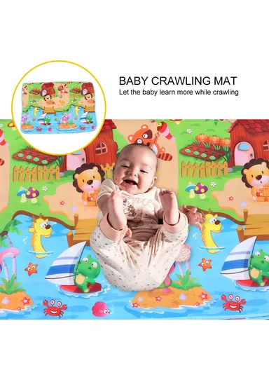 Mats Waterproof Play Mat Crawl Thick Double Sided Non-Slip Reversible Portable Mat Use for Outdoor/Picnic/Beach/Travel (L175 x W146 x T0.5)cm - Style2