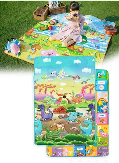 Mats Waterproof Play Mat Crawl Thick Double Sided Non-Slip Reversible Portable Mat Use for Outdoor/Picnic/Beach/Travel (L177 x W116 x T0.5)cm - Style2