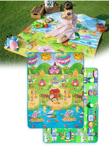 Mats Waterproof Play Mat Crawl Thick Double Sided Non-Slip Reversible Portable Mat Use for Outdoor/Picnic/Beach/Travel (L177 x W116 x T0.5)cm - Style3