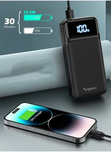 20000mAh 22.5W + 65W Portable Fast Charging Power Bank PD 65W &amp; USB 22.5W Maximum Power Support Laptop Charging with Digital Display PB20W65