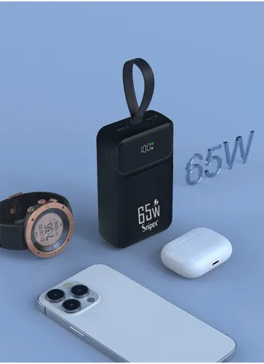 40000mAh 22.5W + 65W Portable Fast Charging Power Bank PD 65W &amp; USB 22.5W Maximum Power Support Laptop Charging with Digital Display &amp; Leather Hanging Rope PB40W65