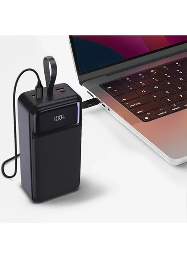50000mAh 22.5W + 65W Portable Fast Charging Power Bank PD 65W &amp; USB 22.5W Maximum Power Support Laptop Charging with Digital Display &amp; Leather Hanging Rope PB50W65