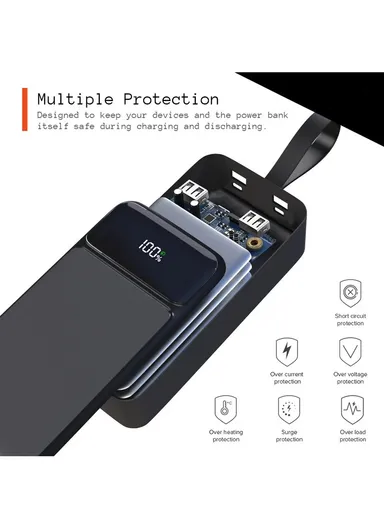 50000mAh 22.5W + 65W Portable Fast Charging Power Bank PD 65W &amp; USB 22.5W Maximum Power Support Laptop Charging with Digital Display &amp; Leather Hanging Rope PB50W65