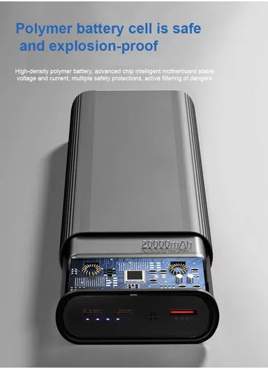 20000mAh 35W Slim Portable Super Fast Charging Power Bank Support Laptop Charging With USB, 2 Type-C Ports &amp; Indicator Lights PB2W35