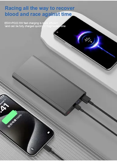 30000mAh 65W Slim Portable Super Fast Charging Power Bank Support Laptop Charging With USB, 2 Type-C Ports &amp; Indicator Lights PB3W65