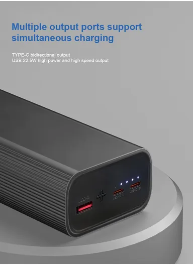 30000mAh 65W Slim Portable Super Fast Charging Power Bank Support Laptop Charging With USB, 2 Type-C Ports &amp; Indicator Lights PB3W65