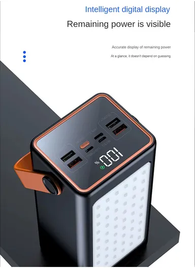 70000mAh 22.5W Portable Super Fast Charging Power Bank PD 20W, 4 USB, Ip &amp; Micro Ports with 4 Modes of Lighting, Digital Display, Camping Light &amp; Lanyard PB71C