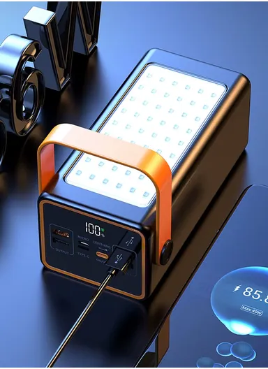 90000mAh 22.5W Portable Super Fast Charging Power Bank PD 20W, 4 USB, Ip &amp; Micro Ports with 4 Modes of Lighting, Digital Display, Camping Light &amp; Lanyard PB91C