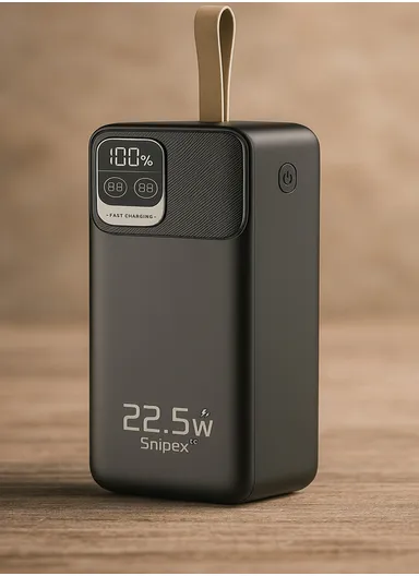 40000mAh 22.5W Ultra Slim Lightweight Portable Fast Charging Power Bank 2 USB, Type-C &amp; Micro Ports with Digital Display &amp; Leather Hanging Rope PB4V