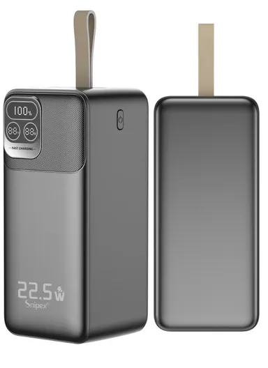 50000mAh 22.5W Ultra Slim Lightweight Portable Fast Charging Power Bank 2 USB, Type-C &amp; Micro Ports with Digital Display &amp; Leather Hanging Rope PB5V