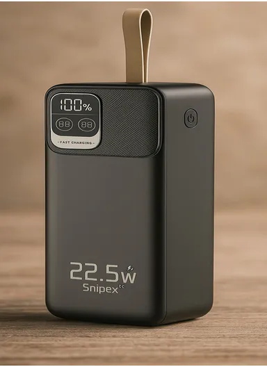 50000mAh 22.5W Ultra Slim Lightweight Portable Fast Charging Power Bank 2 USB, Type-C &amp; Micro Ports with Digital Display &amp; Leather Hanging Rope PB5V