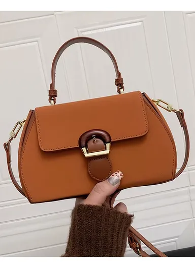 Stylish PU Bag with Adjustable Strap Comfortable, Durable &amp; Spacious - Camel