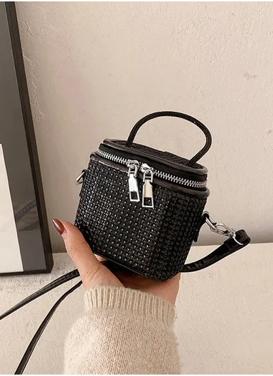 Sparkling Rhinestone Evening Bag Elegant, Versatile &amp; Eye-Catching - Black