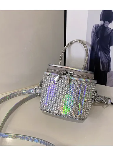 Sparkling Rhinestone Evening Bag Elegant, Versatile &amp; Eye-Catching - Silver