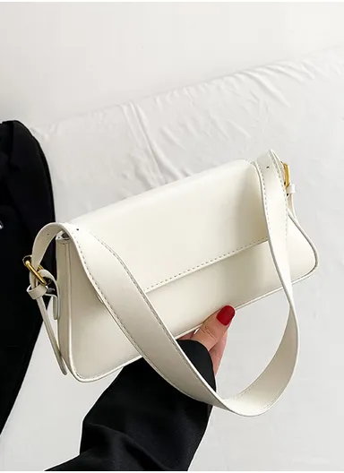 Fashionable PU Leather Handbag Durable, Convenient for Daily Essentials &amp; Casual Outings - White