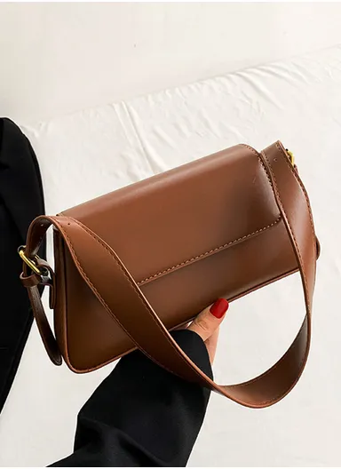 Fashionable PU Leather Handbag Durable, Convenient for Daily Essentials &amp; Casual Outings - Camel