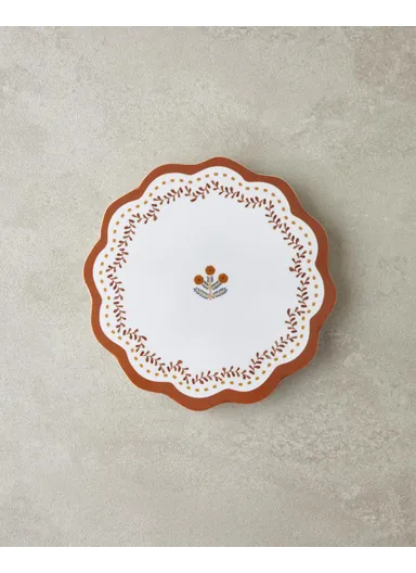 Retro Petite Melamine Trivet 17 cm White - Orange