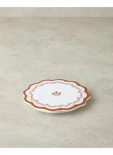 Retro Petite Melamine Trivet 17 cm White - Orange