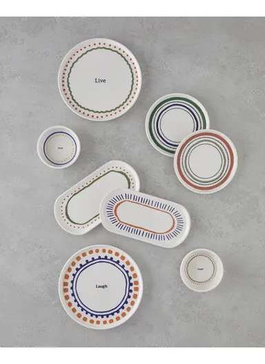 Wordy Ceramic Breakfast Set 14 pieces for 6 people Colorful