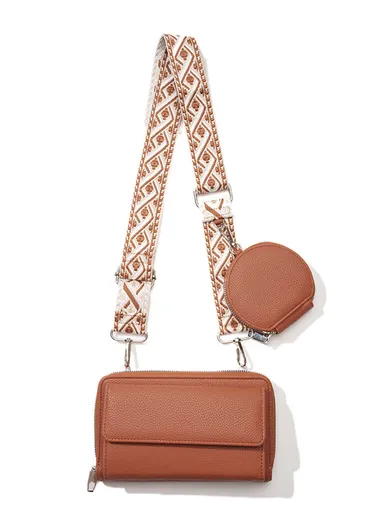 Women's Vintage Style Wide Strap Shoulder Bag Versatile Bags Zipper Single Shoulder Bag - Camel