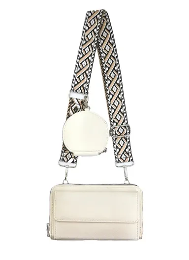 Women's Vintage Style Wide Strap Shoulder Bag Versatile Bags Zipper Single Shoulder Bag - White