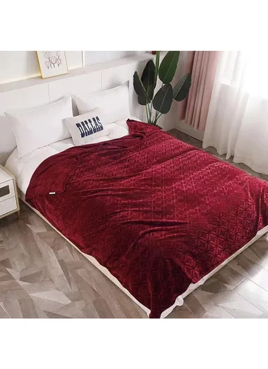 150x200cm Single Layer Premium Microfiber Polyester Ribbed Decorative Blanket Soft, Warm, Stylish, Cozy Fuzzy Thick Winter Blankets Decorative Fleece Throw Blanket - Bordeaux
