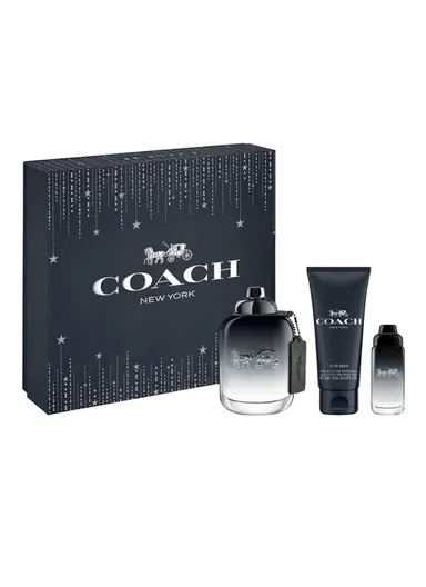 Coach H Coff Eau De Toilette Set For Men: 100ml Eau De Toilette + 15ml Travel Spray + 100ml Shower Gel