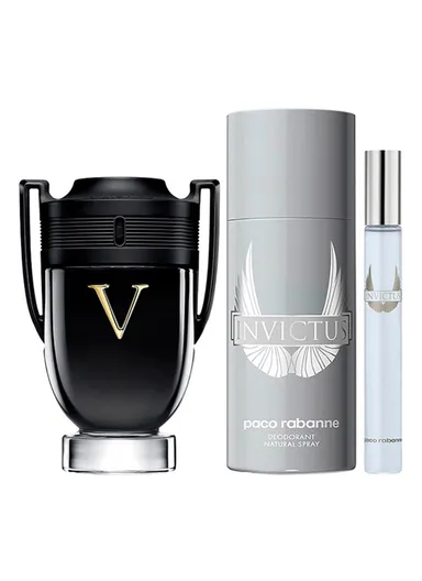 Paco Rabanne Invictus Victory Set for Men: 100ml Eau de Parfum + 10ml Travel Spray + 150ml Deodorant