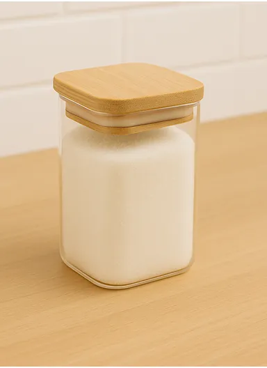 4-Glass Seasoning Jar with Bamboo Stand Holder Set HF-02 (L22 x W19.5 x H2.5)cm