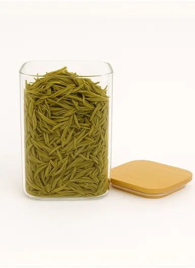 4-Glass Seasoning Jar with Bamboo Stand Holder Set HF-02 (L22 x W19.5 x H2.5)cm