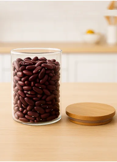 3 Glass Jar Set with Bamboo Base Holder HF-03 (D10 x H11)cm