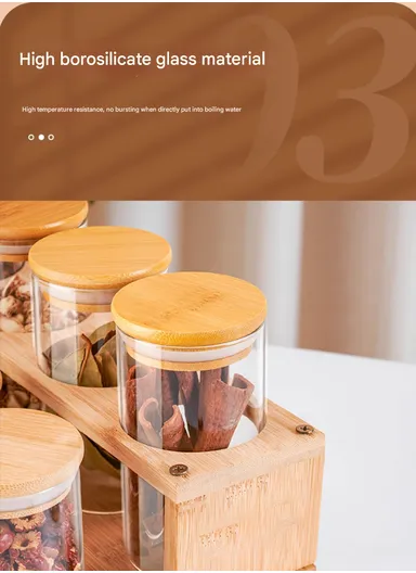 100ml 4-Pcs Transparent Borosilicate Glass Storage Container, Airtight Storage Canister with Lid &amp; Base HF-05