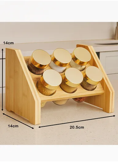 6-Glass Seasoning Jar with Bamboo Stand Holder Set BM-06J (D4.5 x H10)cm