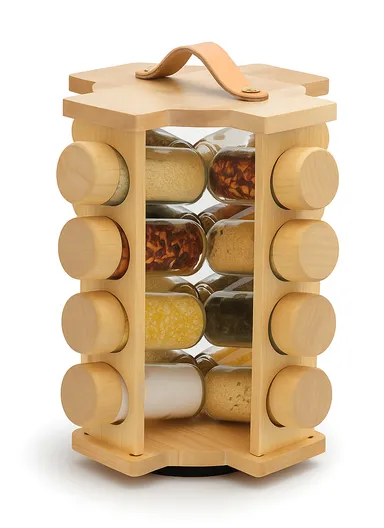 16-Glass Seasoning Jar with 360°C Rotatable Base Holder Set TS-16MM (L21 x W21.5 x H28)cm