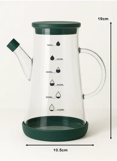 750ml Borosilicate Glass Oil Storage Jar with Hand with Anti-Spill Lid ZMJ-33 - Green
