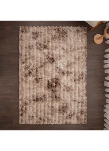 Bubble - Tied Rabbit 200 x 280 cm Zymta Winter Carpet - Brown / White / Black