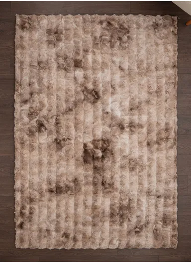 Bubble - Tied Rabbit 200 x 280 cm Zymta Winter Carpet - Brown / White / Black