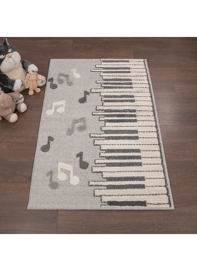 Cloud Piano 3D Print 200 x 300 cm Zymta Winter Carpet - Grey / Cream / Anthracite