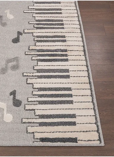 Cloud Piano 3D Print 200 x 300 cm Zymta Winter Carpet - Grey / Cream / Anthracite