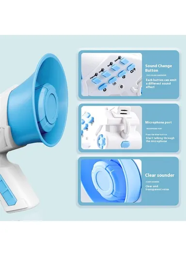 Children Recording Voice Changer Horn Toy, Multi-Channel Funny Sound Effect Min-Horn Toy LZ070 - Blue