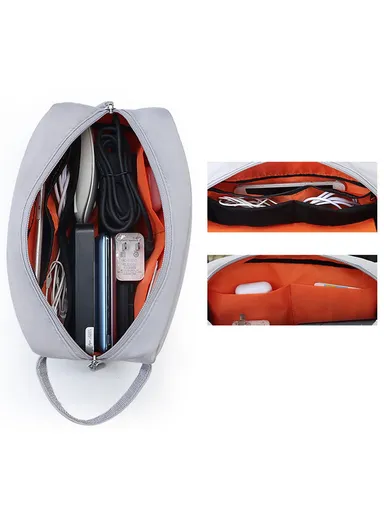 Electronic Organizer Travel Accessories Bag Waterproof for Power Bank Charging Cords, L, SM19 - Grey