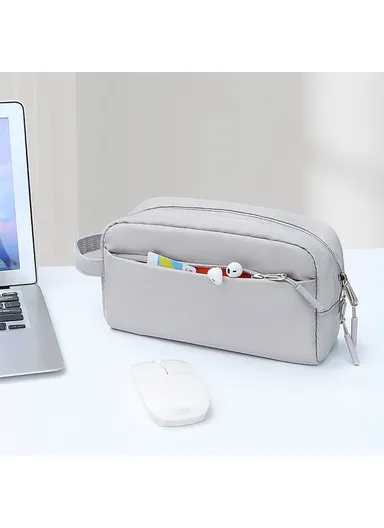 Electronic Organizer Travel Accessories Bag Waterproof for Power Bank Charging Cords, L, SM19 - Grey