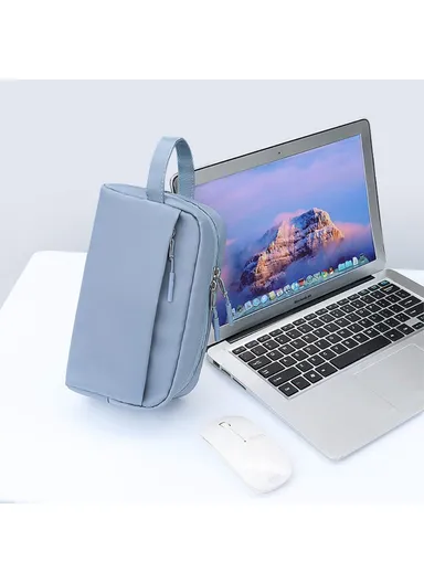 Electronic Organizer Travel Accessories Bag Waterproof for Power Bank Charging Cords, L, SM19 - Lake Blue