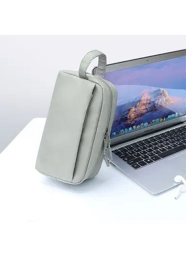 Electronic Organizer Travel Accessories Bag Waterproof for Power Bank Charging Cords, L, SM19 - Light Green