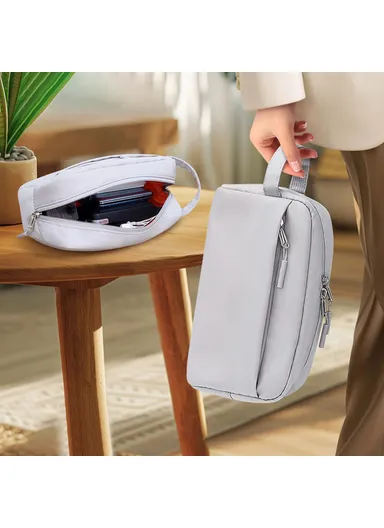 Electronic Organizer Travel Accessories Bag Waterproof for Power Bank Charging Cords, L, SM19 - Light Green