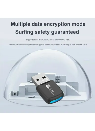 286.8Mbps WiFi6 Network Card, Desktop PC External USB Wireless Receiver, AP Hotspot Transmitter AX286 