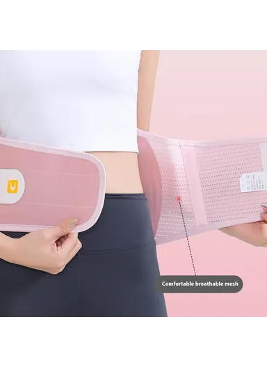 L Breathable Lumbar Support Waist Belt Magnetic Therapy Compression Waistband AB164 - Pink