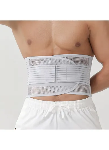 L Lumbar Support Waist Belt Breathable Mesh Spine Decompression Waistband AB163 - Grey